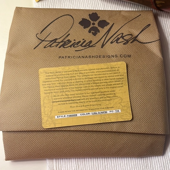 PATRICIA NASH Leather Floral Oil Paint Lyon  Zip Top Satchel HandBag 👜 NWT - Picture 6 of 17